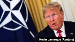 Donald Trump attends a NATO meeting in London in 2019 during his first term as US president. 