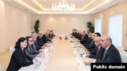 Azerbaijan - Armenian and Azerbaijani officials hold more talks on border delimitation, Gabala, November 28, 2025.