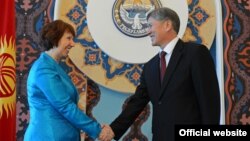 EU foreign-policy chief Catherine Ashton meets Kyrgyz President Almazbek Atambaev in Bishkek.
