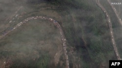 Հայերը Լաչինով հեռանում են Ղարաբաղից, արբանյակային լուսանկար, 26 սեպտեմբերի, 2023թ.