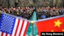 مراسم پایانی عملیات مشترک پرسنل دو ارتش چین و آمریکا در سال ۲۰۱۸