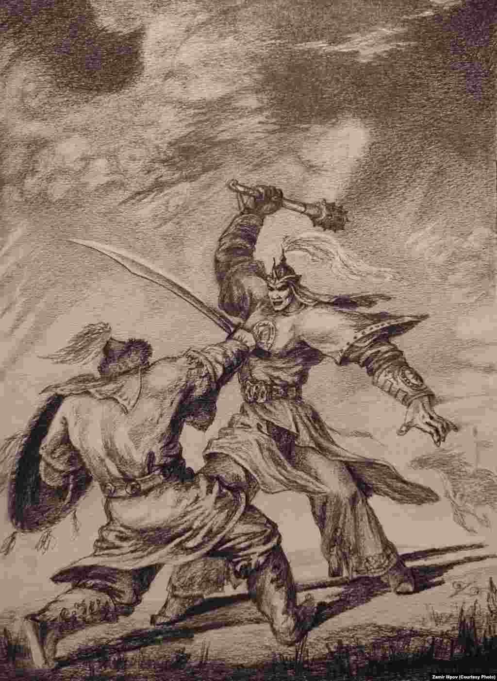 &quot;Күлчоро&quot; аттуу композициясынан, &quot;Күлчоро менен Кыяз&quot; эмгеги.