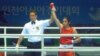 Tajik boxer Mavzuna Chorieva after a victory in the Asian Games in South Korea in 2014.