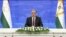 Tajik President Emomali Rahmon remotely addresses the 76th session of the United Nations General Assembly in a prerecorded message on September 23.