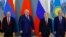 Russia - Armenian Prime Minister Nikol Pashinian, Belarusian President Alexander Lukashenko, Russian President Vladimir Putin and Kazakh President Kassym-Jomart Tokayev pose for a photo during a Eurasian Economic Union summit in Moscow, May 8, 2024.