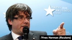 Կարլես Պուջդեմոնը Բրյուսելում ասուլիսի ժամանակ, 31 հոկտեմբերի, 2017թ․