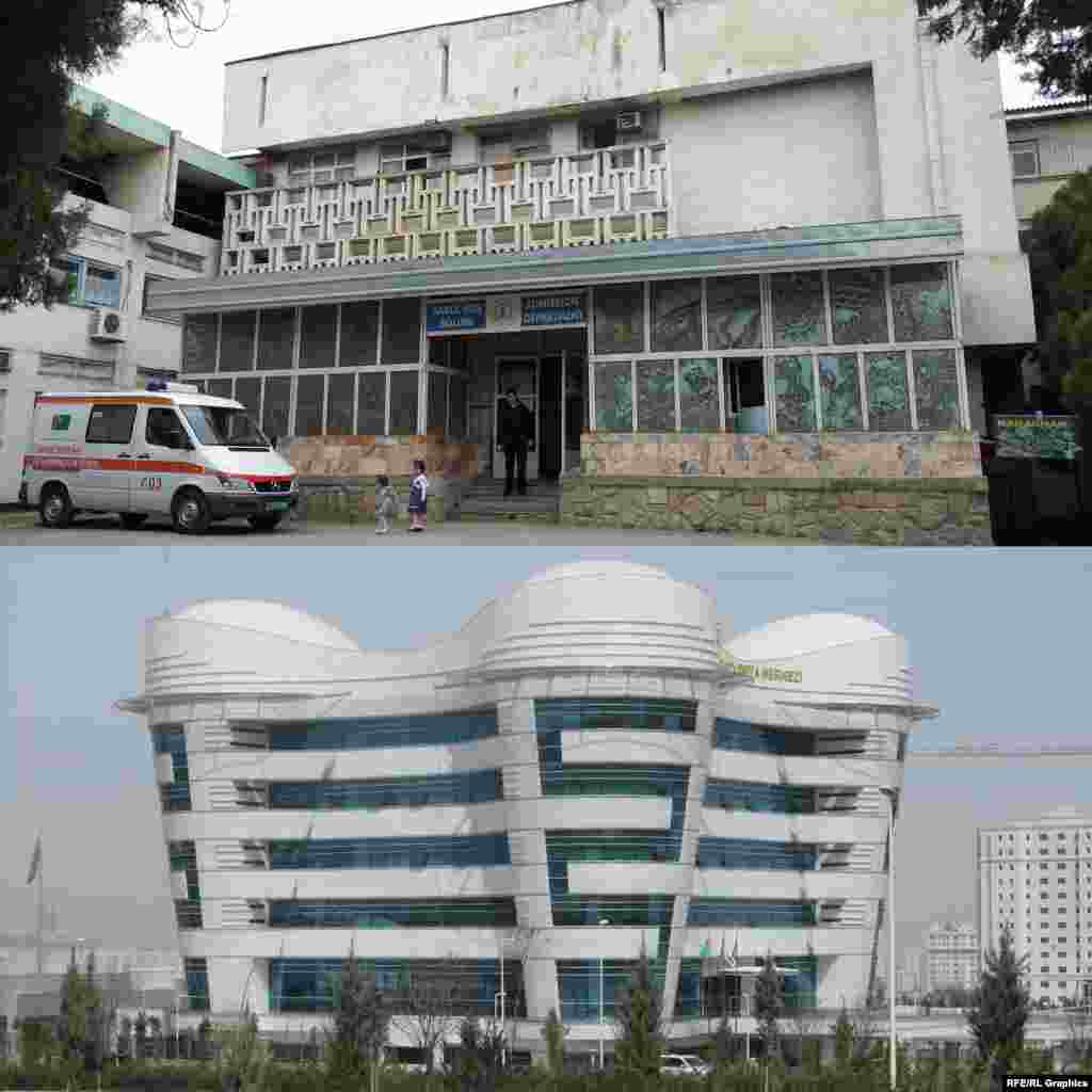 Ýokarda: Çagalar keselhanasy; Aşakda: Stomatologiýa merkezi.