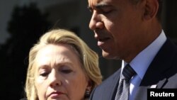 Прэзыдэнт ЗША Барак Абама прамаўляе з нагоды забойства амэрыканскіх дыпляматаў у Лібіі, 12 верасьня, 2012