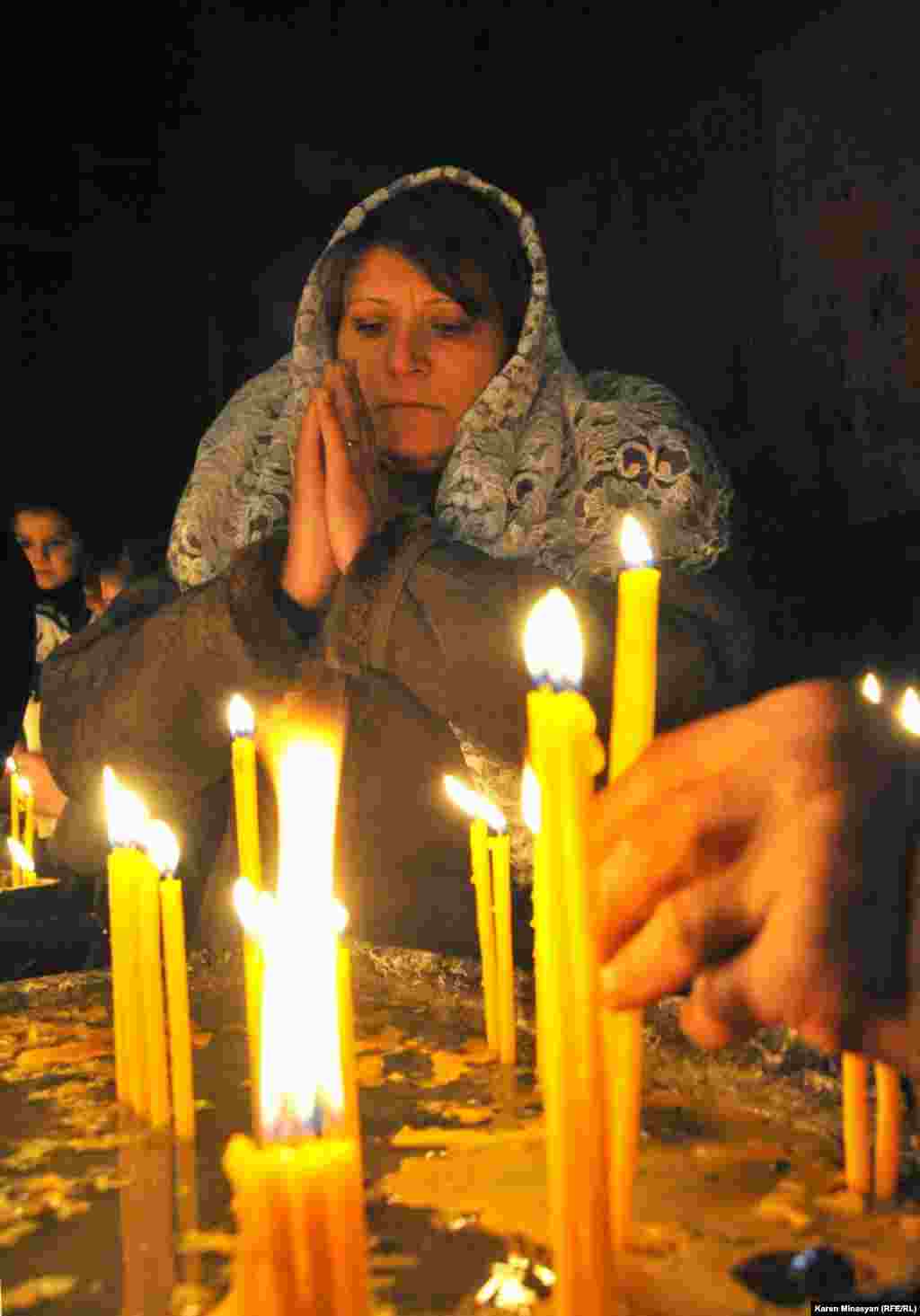Armenia -- Christmas candle liturgy, Khor Virap, 05Jan2013