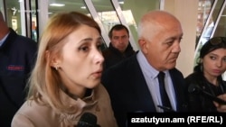 Armenia - Representatives of the ORO opposition alliance, Elinar Vartanian (L) and Stepan Markarian, speak to reporters at the Erebuni hospital in Yerevan, 14Mar2017.