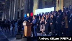 George Simion face declarații după afișarea rezultatelor exit-poll.