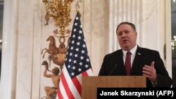 Միացյալ Նահանգների պետքարտուղար Փոմփեոն իր լեհ պաշտոնակցի հետ համատեղ ասուլիսում: Վարշավա, 12-ը փետրվարի, 2019 conference with the Polish Foreign Minister in Warsaw, February 12, 2019