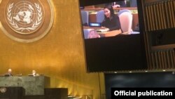 БУУдагы Кыргызстандын туруктуу өкүлү Миргүл Молдоисаева уюмдун жыйынында сөз сүйлөдү. 28-январь, 2021-жыл. 