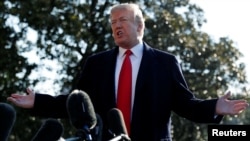 Президент Трамп кабарчылар алдында сүйлөөдө. Вашингтон, 13-март, 2018-жыл.