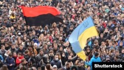 Мітинг проти агресії Росії і за європейську інтеграцію України. Івано-Франківськ, 25 лютого 2014 року