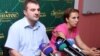 Аргишти Кивирян и Ани Кагинян на встрече с журналистами, ЕРеван, 2 августа 2013 г.  