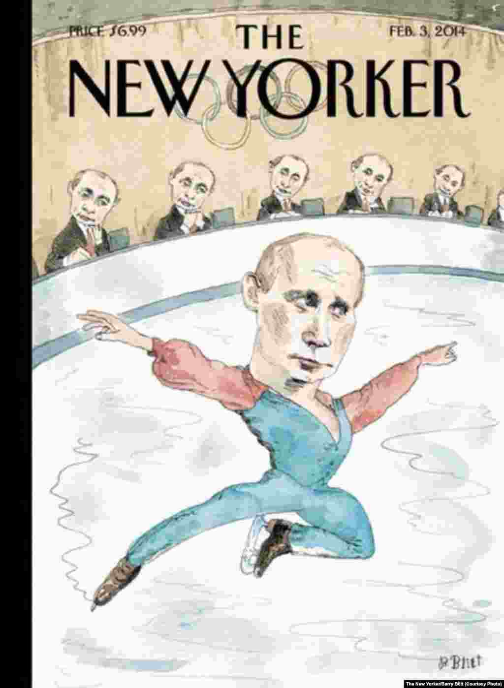 &quot;The New Yorker&quot; журналы әлеге рәсеме белән кайбер Көнбатыш илләренең Сочига югары дәрәҗәдәге вәкилләр җибәрүдән баш тартуына игътибар юнәлтә. АКШ вәкилләре төркемендә өч ачыктан-ачык гей булуы Русиянең гейларга каршы канунына протест буларак бәяләнә.