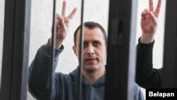 Павал Севярынец падчас суду ў Магілёве, травень 2021 году