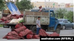 Türkmenistanda Haly baýmary mynasybetli geçirilen çäreleriň birine gatnaşan işgärler.