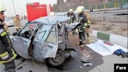 صحنه تصادف روز پنج‌شنبه کارمند سفارت عربستان در تهران. ۱۴ مارس ۲۰۱۳.