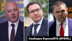 Росен Желязков, Даниел Митов и Делян Пеевски. Колаж