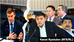 Президент Centerra Gold Inc. Скотт Перри и представители делегации Кыргызстана Камчыбек Ташиев, Акылбек Жапаров, Курманкул Зулушев и Тенгиз Болтурук.