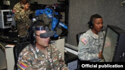 U.S. - Armenian soldiers are trained at a Kansas National Guard facility in Salina in July 2017.
