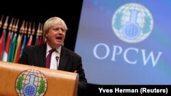 Міністр закордонних справ Великої Британії Борис Джонсон виступає в ОЗХЗ в Гаазі, Нідерланди, 26 червня 2018 року