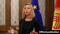 Верховный представитель Европейского союза по иностранным делам и политике безопасности Федерика Могерини. Бишкек, 7 июля 2019 года.
