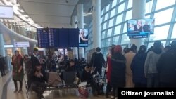 Москванинг Шереметьево аэропортида Россияга киритилмай қолиб кетган ўзбекистонликлар.