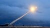 This screen shot purportedly shows a test launch in 2018 of what President Vladimir Putin said was the country's new nuclear-powered Burevestnik intercontinental cruise missile. 