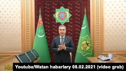 Президент Туркменистана Гурбангулы Бердымухамедов на заседании правительства, 8 февраля, 2021. Кадры государственного телевидения Туркменистана 