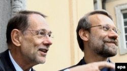 علی لاریجانی و خاویر سولانا در جریان دیدار ماه سپتامبر سال گذشته میلادی