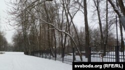 Частка парка вакол музэя Шмырова адгароджана плотам