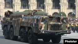 Armenia - A 9K72 (Scud-B) ballistic missile is demonstrated during a military parade in Yerevan, 21Sep2011.
