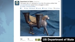 تصویر توئیتر وزارت خارجه آمریکا درباره اثر باستانی ایرانی