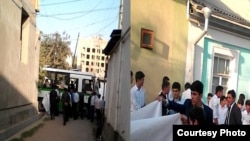 Ҷавононро як автобус ба инҷо овардааст.