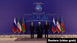 Tehranda İlham Əliyev, Həsən Ruhani və Vladimir Putinin üçtərəfli zirvə görüşü.