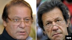 Ҳукумати ояндаи Покистонро ғолибан Навоз Шариф(аз чап) бо Имронхон хоҳанд сохт.