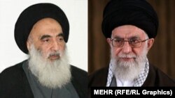 علی سیستانی (چپ) و علی خامنه‌ای، رهبر جمهوری اسلامی