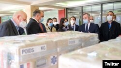 Armenia - A French delegation headed by Secretary of State Jean-Baptiste Lemoyne, delivers medical supplies to a hospital in Yerevan, November 28, 2020.