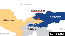 Спорный район на участке границы Кыргызстана и Узбекистана.