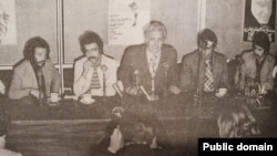 فرامرز قریبیان، بهروز وثوقی، منوچهر انور، مسعود کیمیایی و اسفندیار منفردزاده در نشست رسانه‌ای نمایش فیلم «گوزن‌ها» در جشنواره جهانی فیلم تهران.