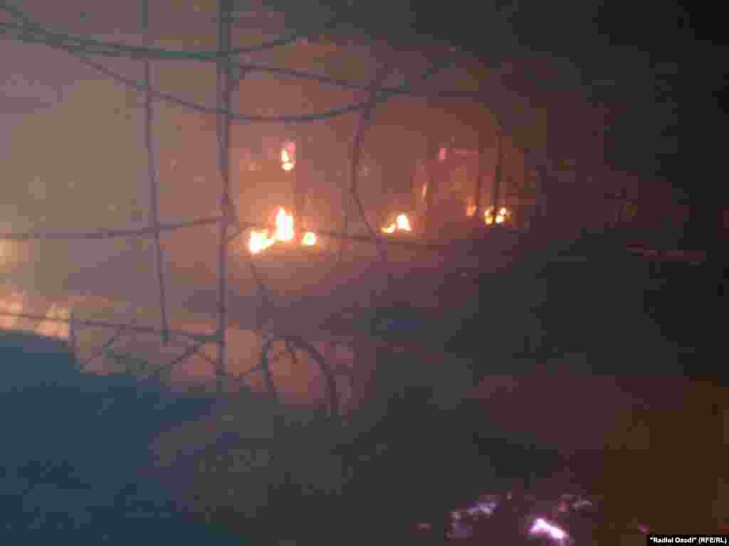 Tajikistan,Khatlon region, Fire in "Sakhovat" market in Kulob city,22July2014