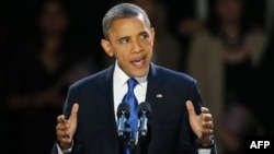 U.S. -- President Barack Obama delivers his victory speech after being reelected for a second term at McCormick Place in Chicago, 07Nov2012