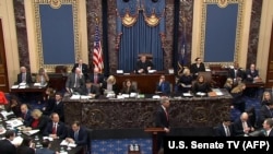 ԱՄՆ Գերագույն դատարանի նախագահ Ջոն Ռոբերտսը Սենատում վարում է նախագահ Դոնալդ Թրամփի իմփիչմենթի դատավարությունը, Վաշինգտոն, 28-ը հունվարի, 2020թ. 