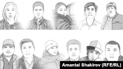 2024 йили қамалиб чиққан журналистларнинг портретлари. Булардан ташқари ҳам ҳозир айрим медиа ходимлари ҳибсда.