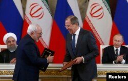 رؤسای جمهور و وزیران خارجه روسیه و ایران در نشستی در مسکو در مارس ۲۰۱۷