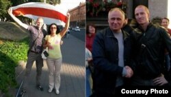 1. Мікіта Наглін і Тамара Балакіна на плошчы Свабоды. 2. Мікіта Наглін зь Міколам Статкевічам