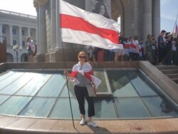 Вольга Сямашка на адной з акцый салідарнасьці ў Кіеве (з асабістага архіву журналісткі)